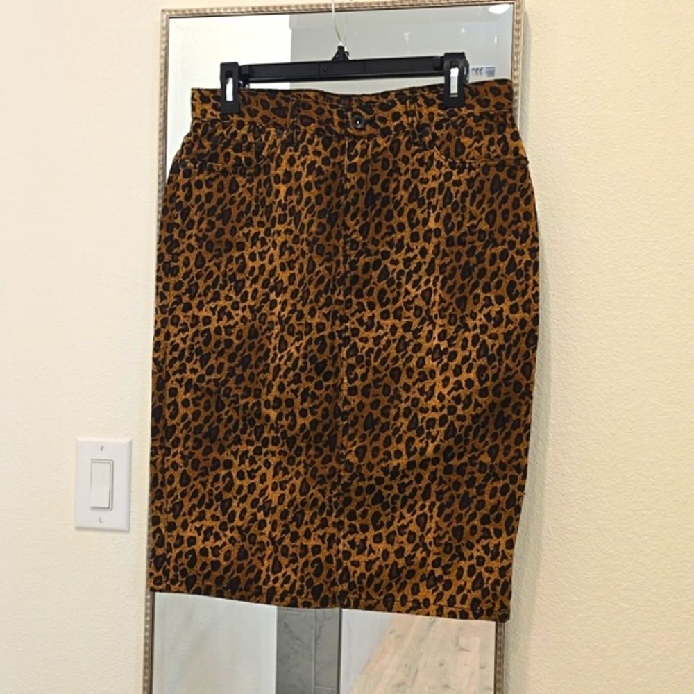 Ralph Lauren Leopard Print Midi Skirt in Brown and Black